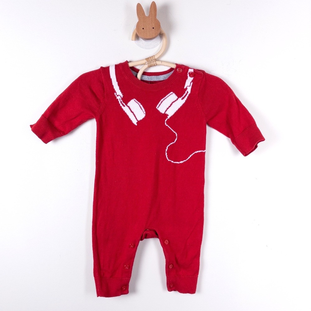 Gap Knit Romper Red Headphone‎ Graphic Y2K Limited Edition Baby 0-3 Months
